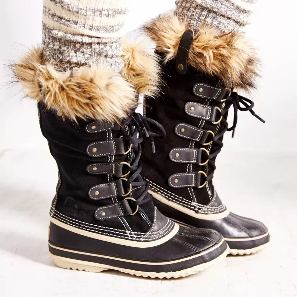 Sorel Joan of Arctic Black Winter Boots Faux Fur